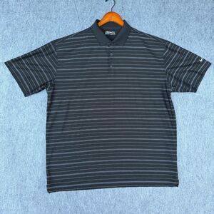 Nike Golf Tech Core Stripe Polo Black Grey White 256650-010 Men's XXL Used